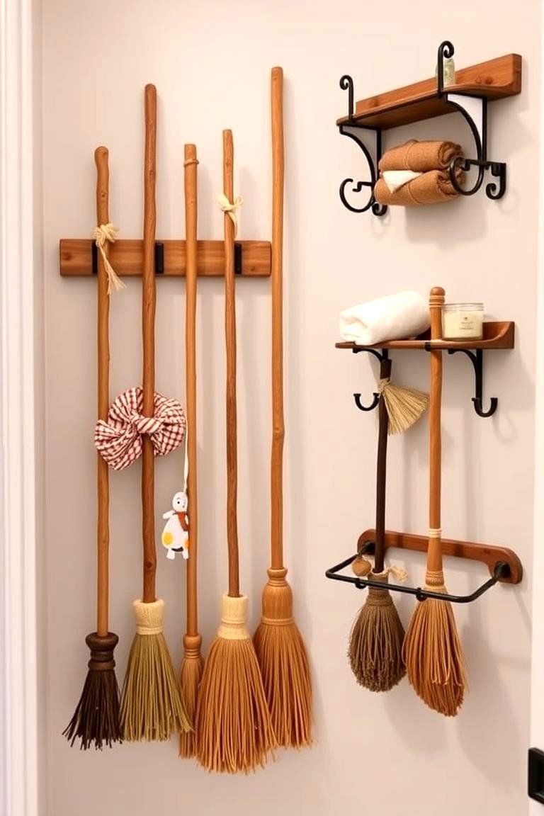 Enchanted Broom Storage - 24 Harry Potter Bathroom Ideas