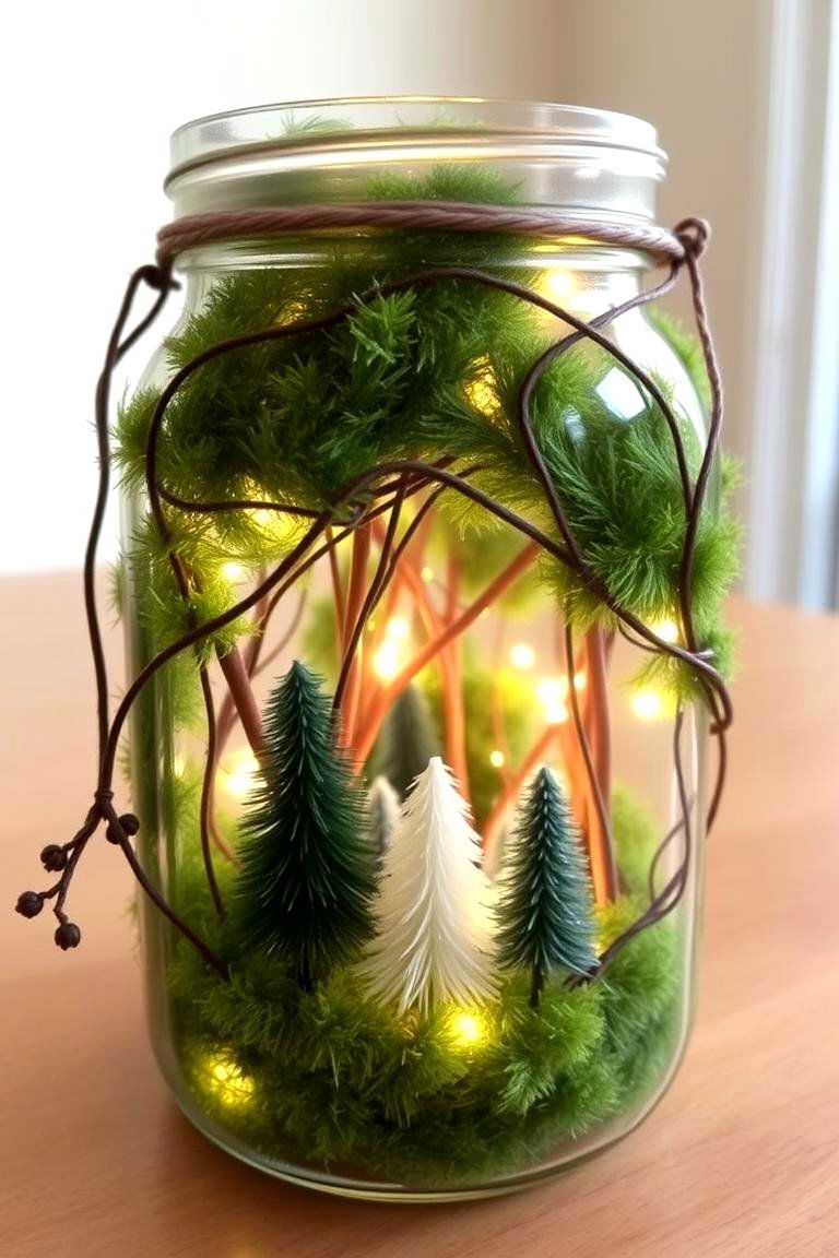 Enchanted Forest Moss Mini Trees and Mystical Vibes - 24 Mason Jar Wedding Centerpieces