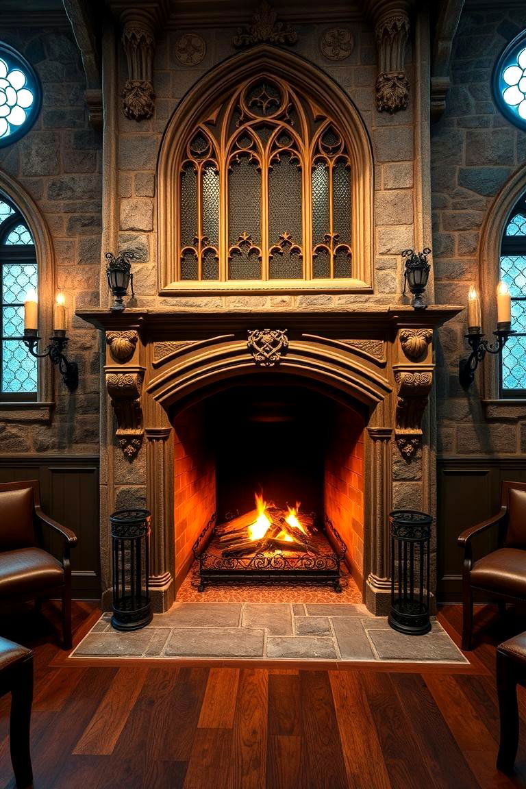 Enchanted Gothic Fireplace - 24 Gothic Living Room Ideas