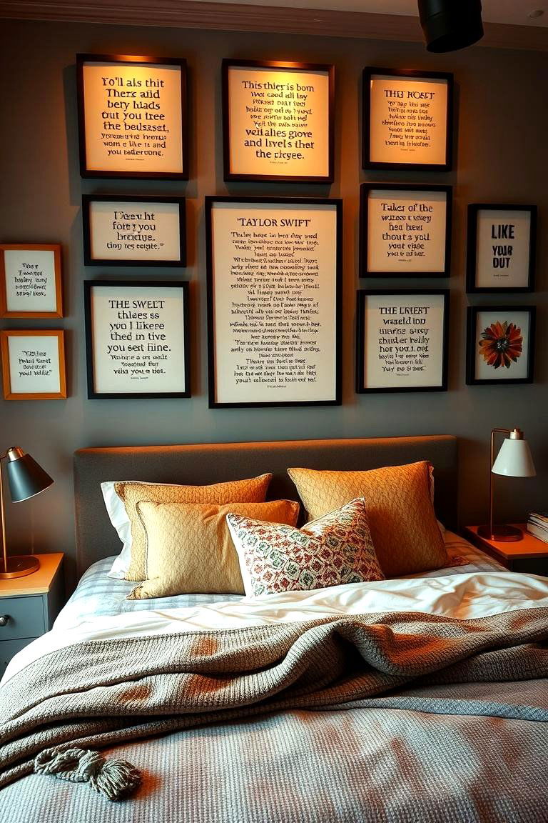 Enchanted Lyric Wall - 24 Taylor Swift Themed Bedroom Decor Ideas
