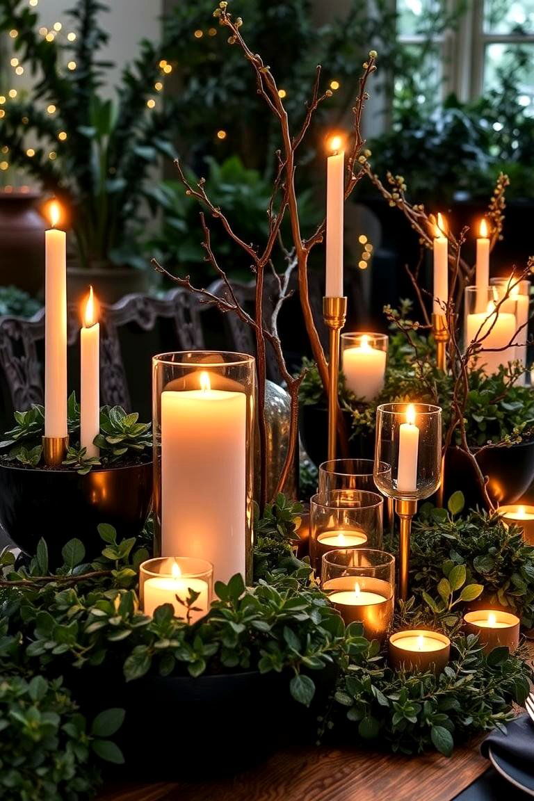 Enchanting Black and Gold Candlelit Garden - 24 Black and Gold Centerpiece Ideas