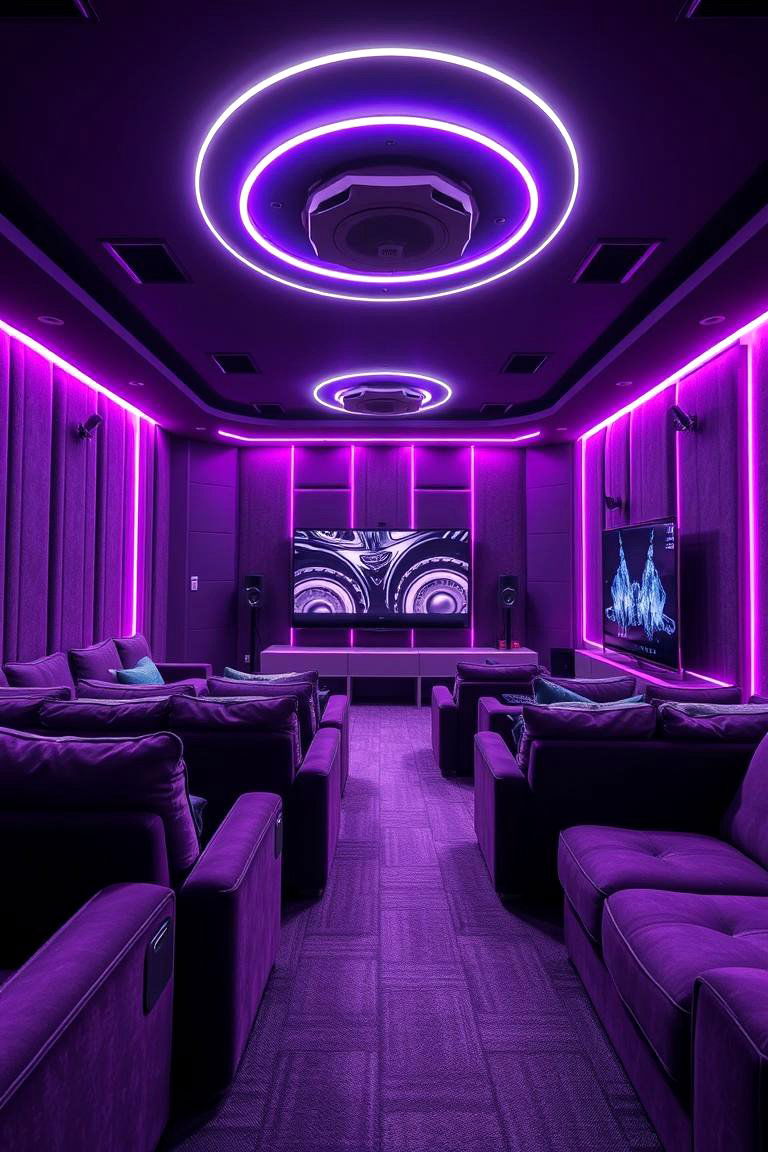 Enchanting Eggplant Entertainment Space - 24 Colorful Room Ideas
