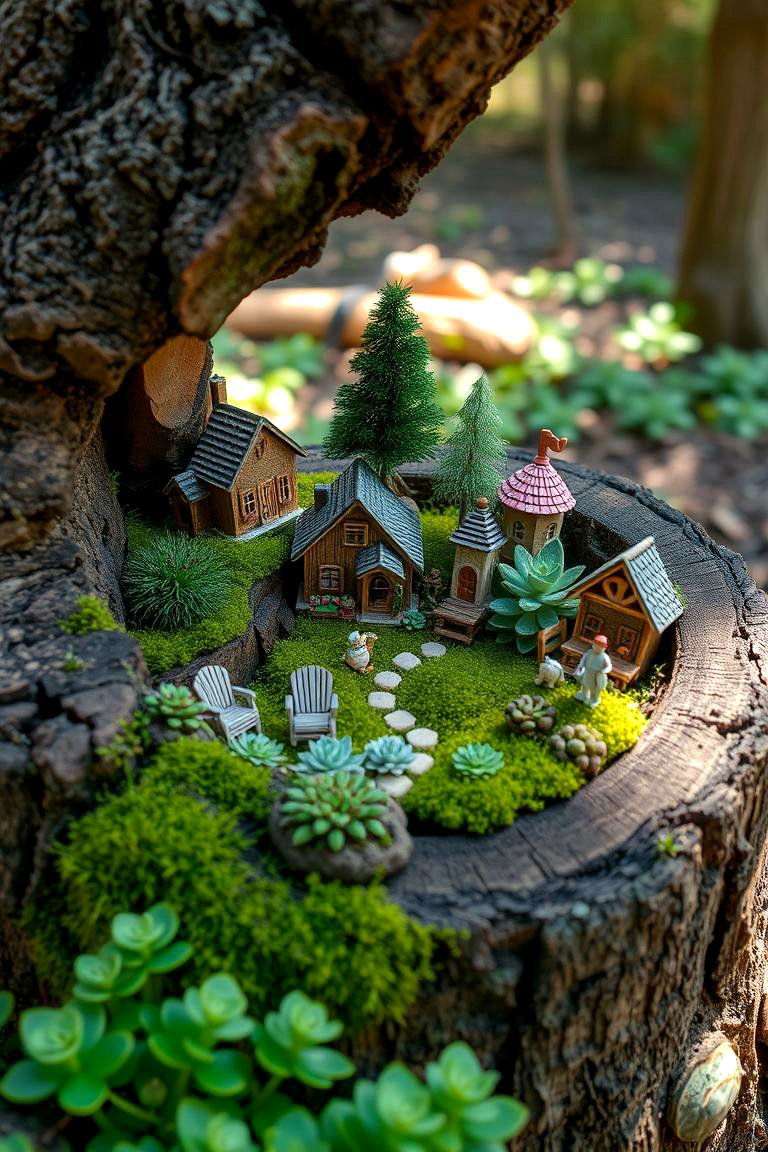 Enchanting Fairy Garden - 24 Tree Stump Decorating Ideas