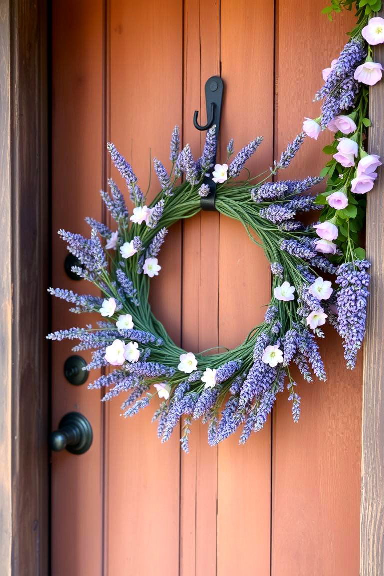 Enchanting Lavender Wreath Display - 24 Lavender Front Door Ideas