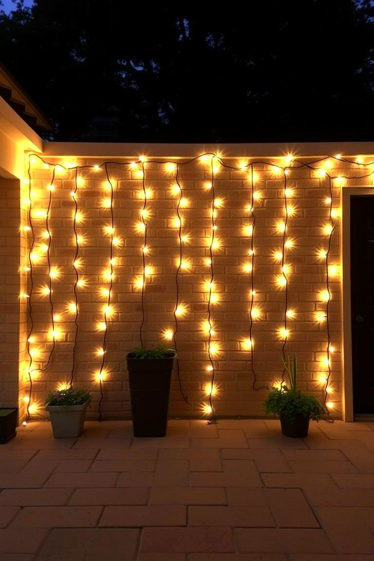 Enchanting String Lights Wall - 24 Patio Wall Ideas