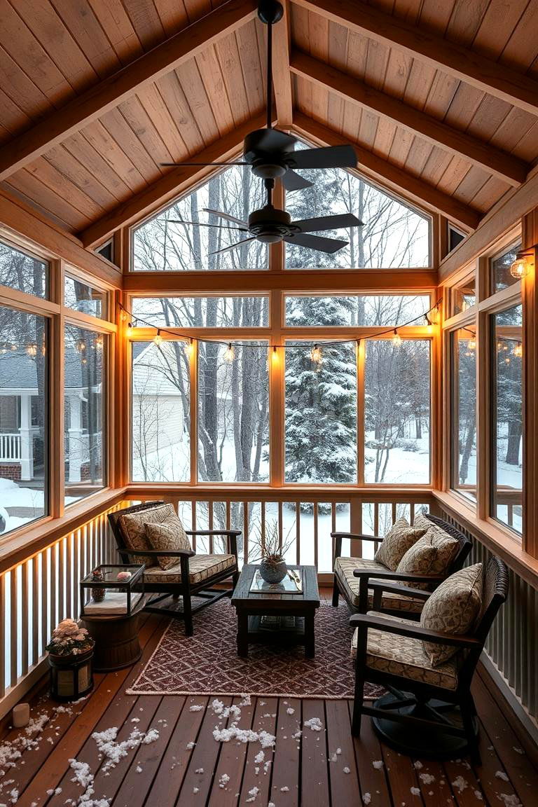 Enclosed Cozy Winter Deck - 24 Large Deck Ideas