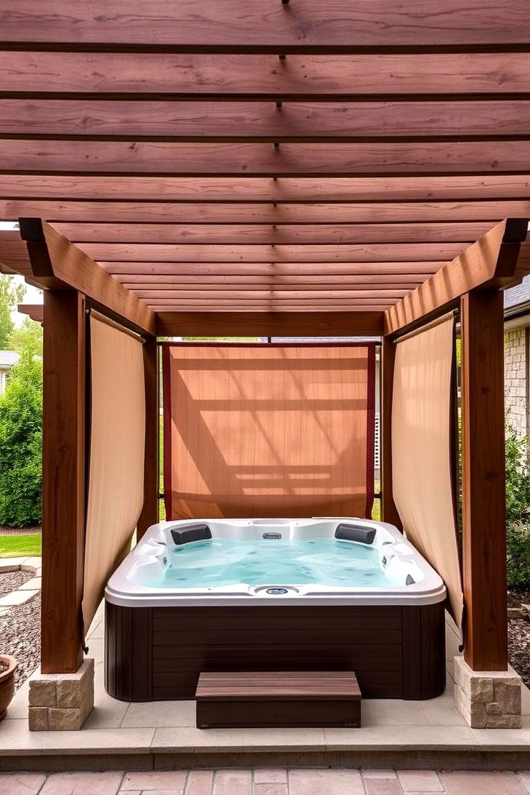 Enclosed Pergola with Privacy Panels - 24 Backyard Hot Tub Privacy Ideas