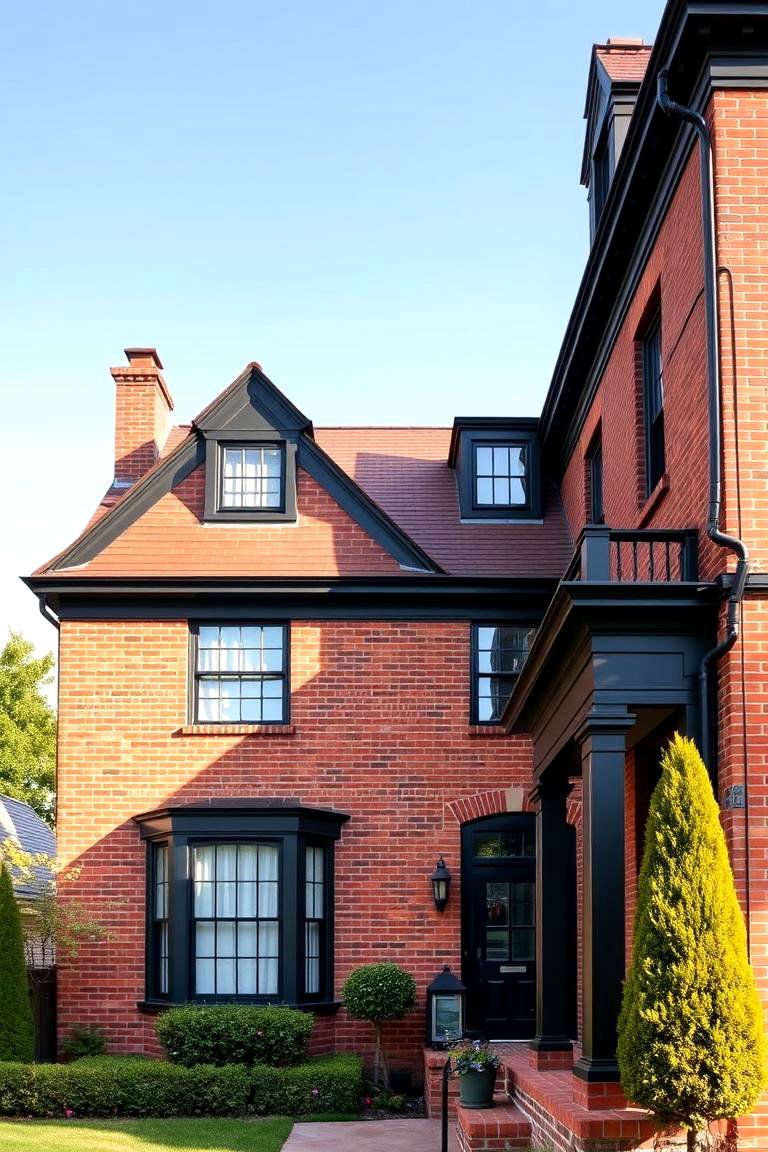 Enduring Legacy of Red Brick - 24 Red Brick House with Black Trim Design Ideas