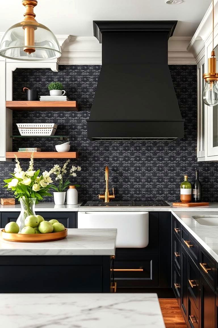Enduring Trend Kitchen With Black Backsplash for Modern Homes - 24 Kitchen With Black Backsplash