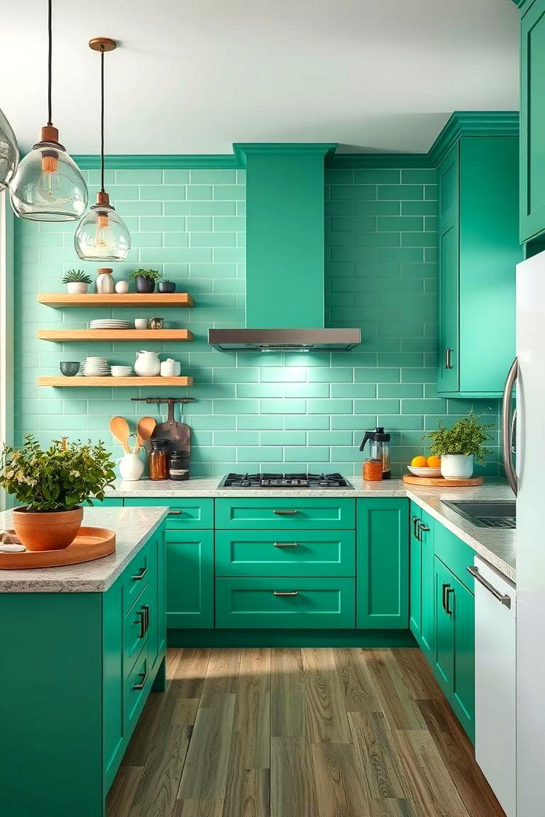 Energetic Emerald Kitchen - 24 Colorful Room Ideas