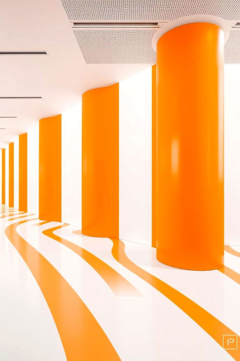 Energetic Orange Stripes - 24 Orange Accent Wall Ideas