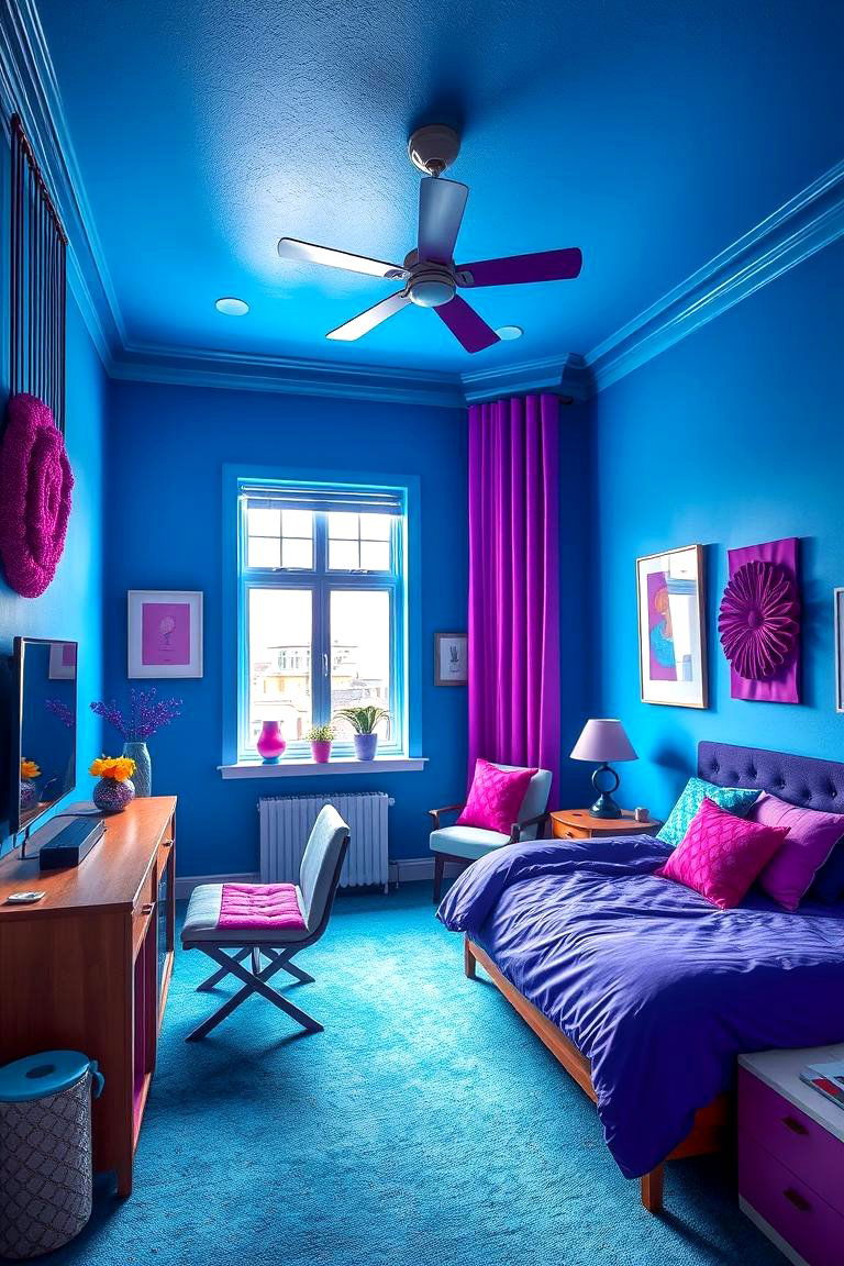 Energetic Pop Vibes - 24 Blue and Purple Bedroom Ideas