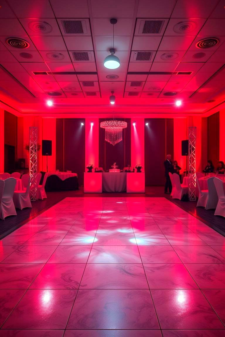Energetic Red Dance Floor Lighting - 24 Red Wedding Theme Ideas