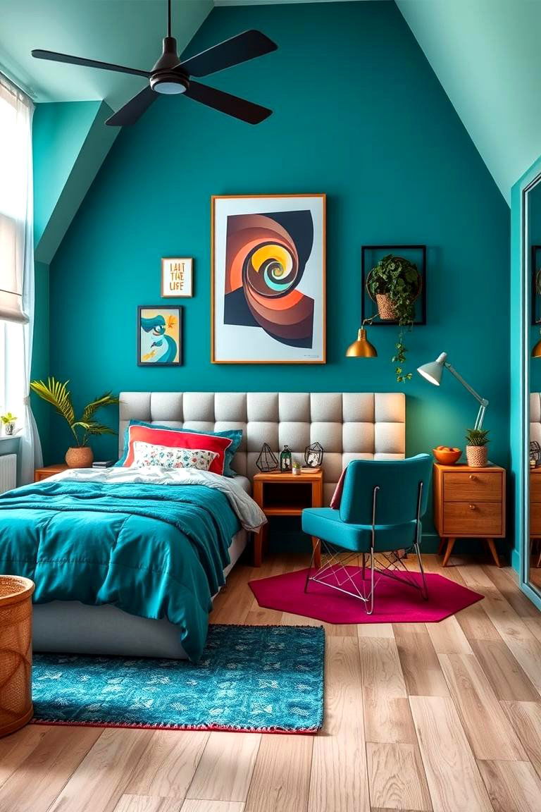 Energetic Teal Vibe - 24 Bedroom Paint Colors