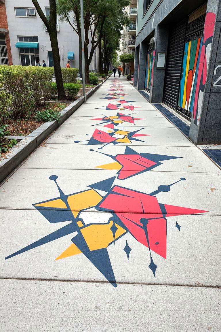 Energetic Urban Abstracts - 24 Concrete Walkway Painting Ideas