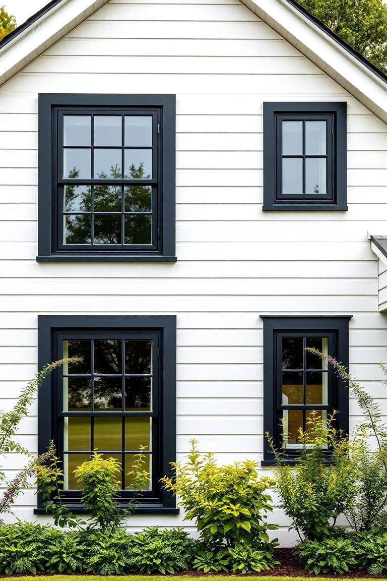 Energy Efficient Black Windows - 24 Black Modern Farmhouse Exterior Design Ideas