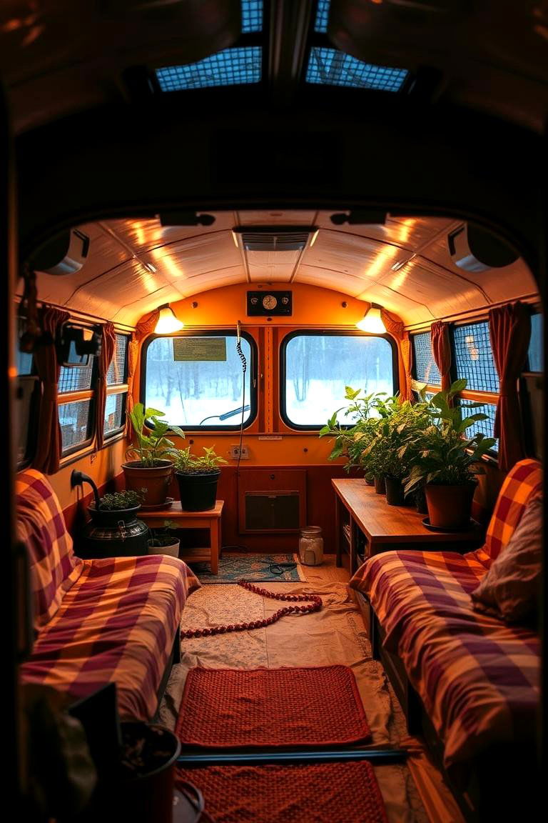Energy Efficient Heating in School Bus Greenhouse - 24 School Bus Greenhouse Ideas