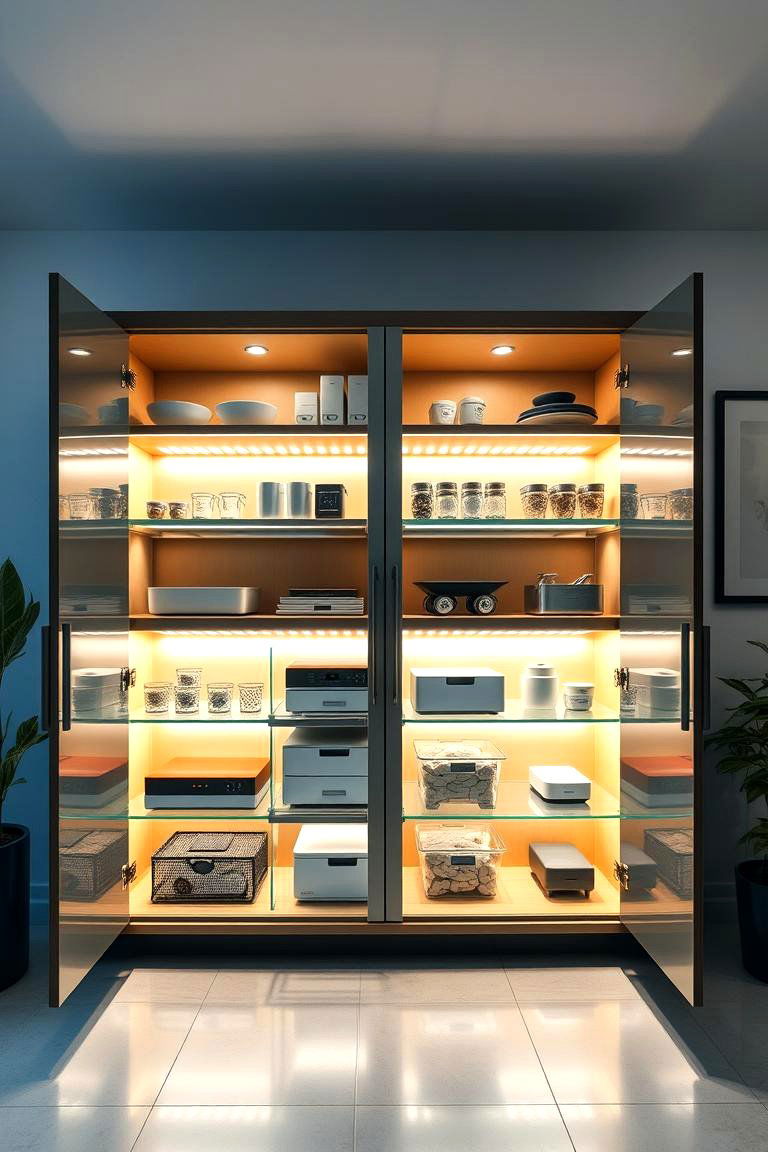 Energy Efficient LED Lit Cabinets for Modern Appeal - 24 cabinet storage ideas