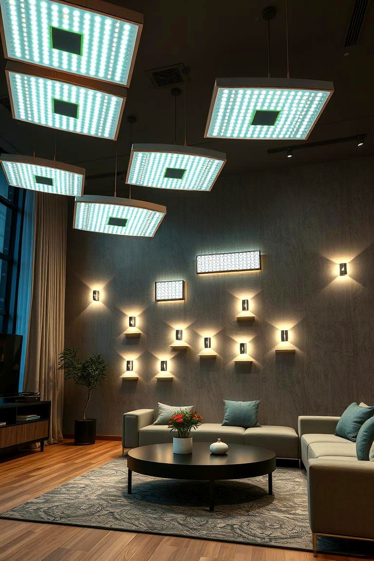 Energy Efficient LED Sconce Arrays for Eco Friendly Illumination - 24 Living Room Wall Lighting Ideas