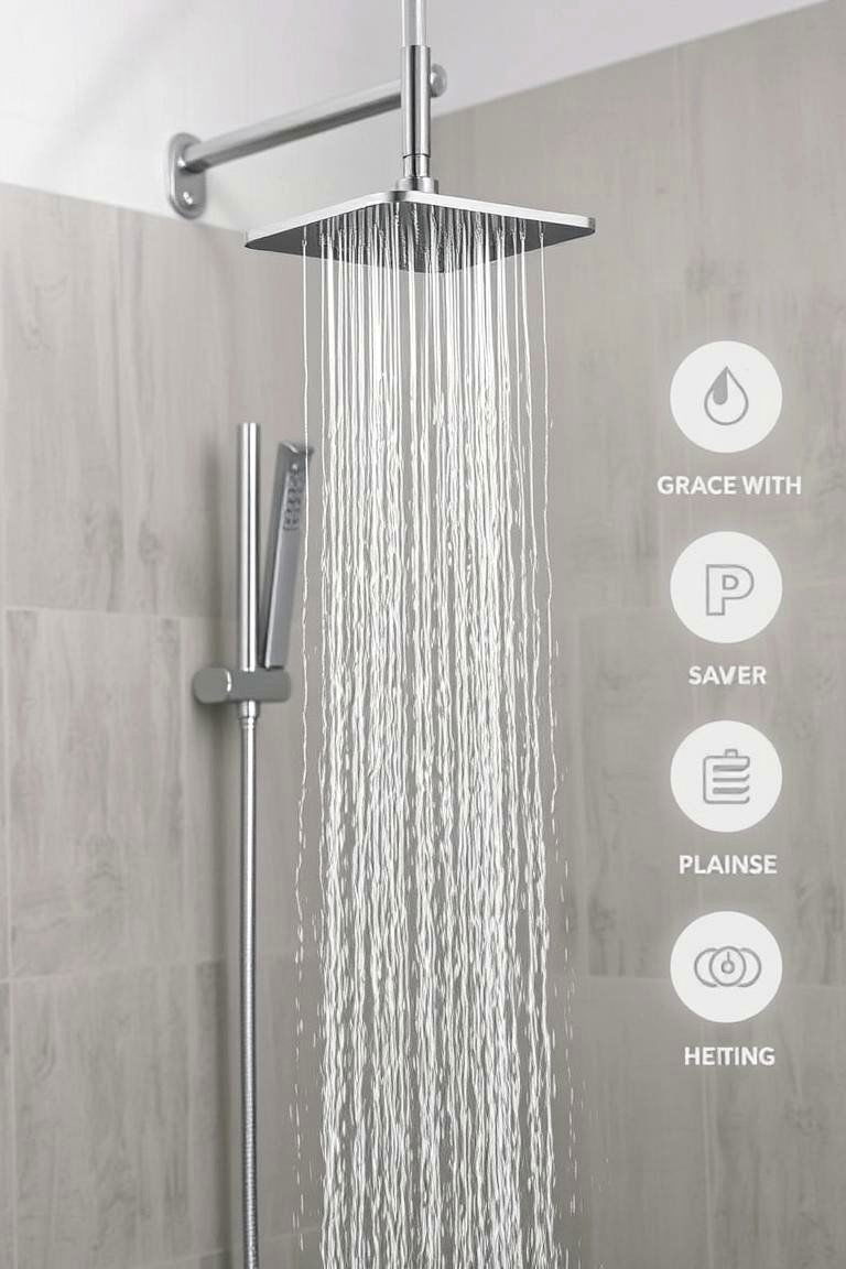 Energy Efficient Rain Shower - 24 Bathroom Shower Ideas