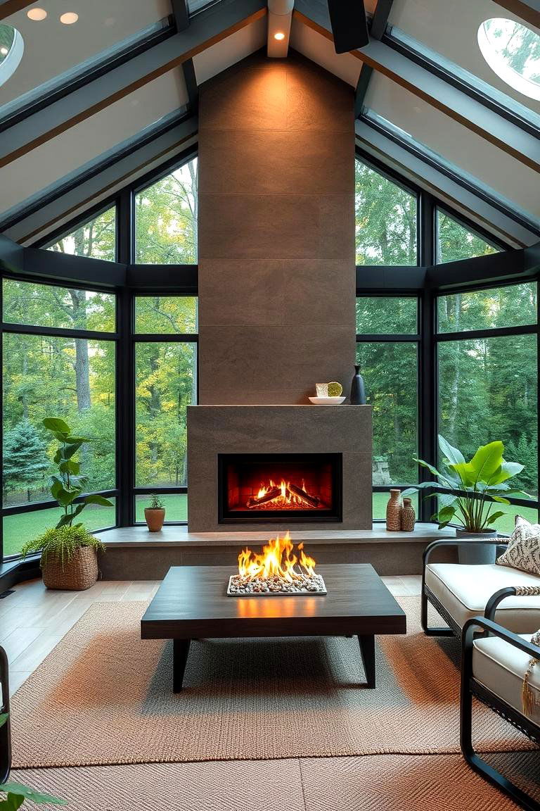 Energy Efficient Sunroom Design - 24 Sunroom With Fireplace