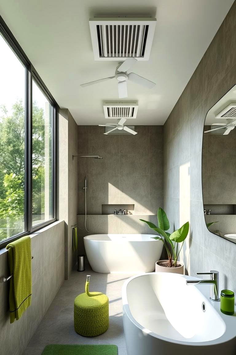 Energy Efficient Ventilation for Fresh Air - 24 Small Green Bathroom Ideas