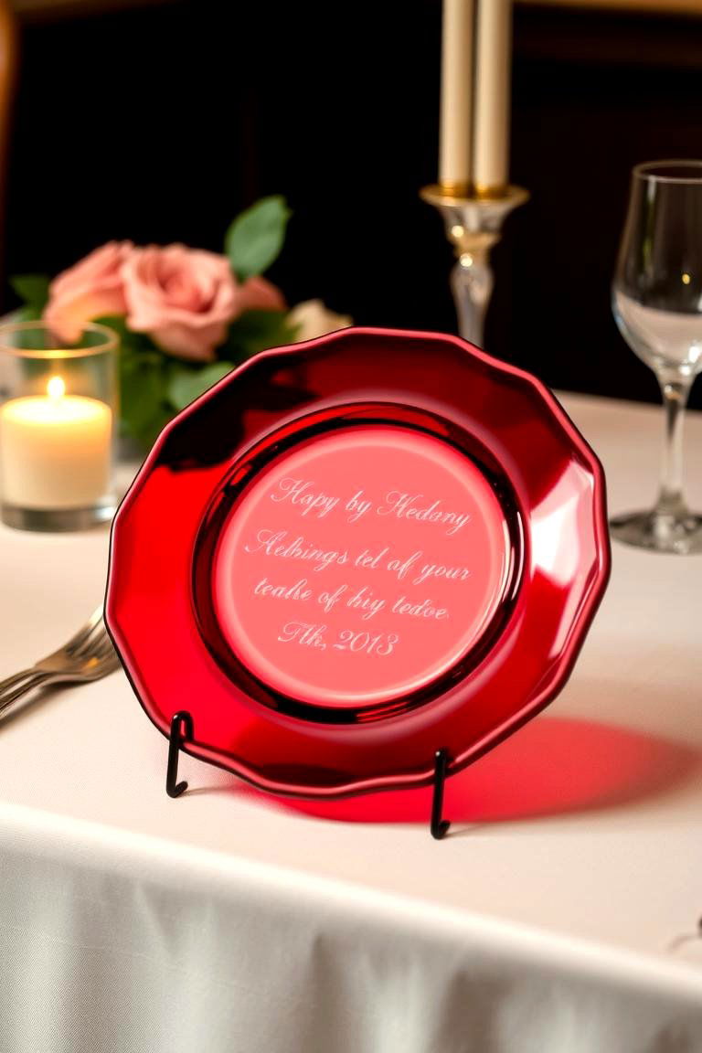 Engraved Ruby Anniversary Plate - 24 40th Wedding Anniversary Gift Ideas