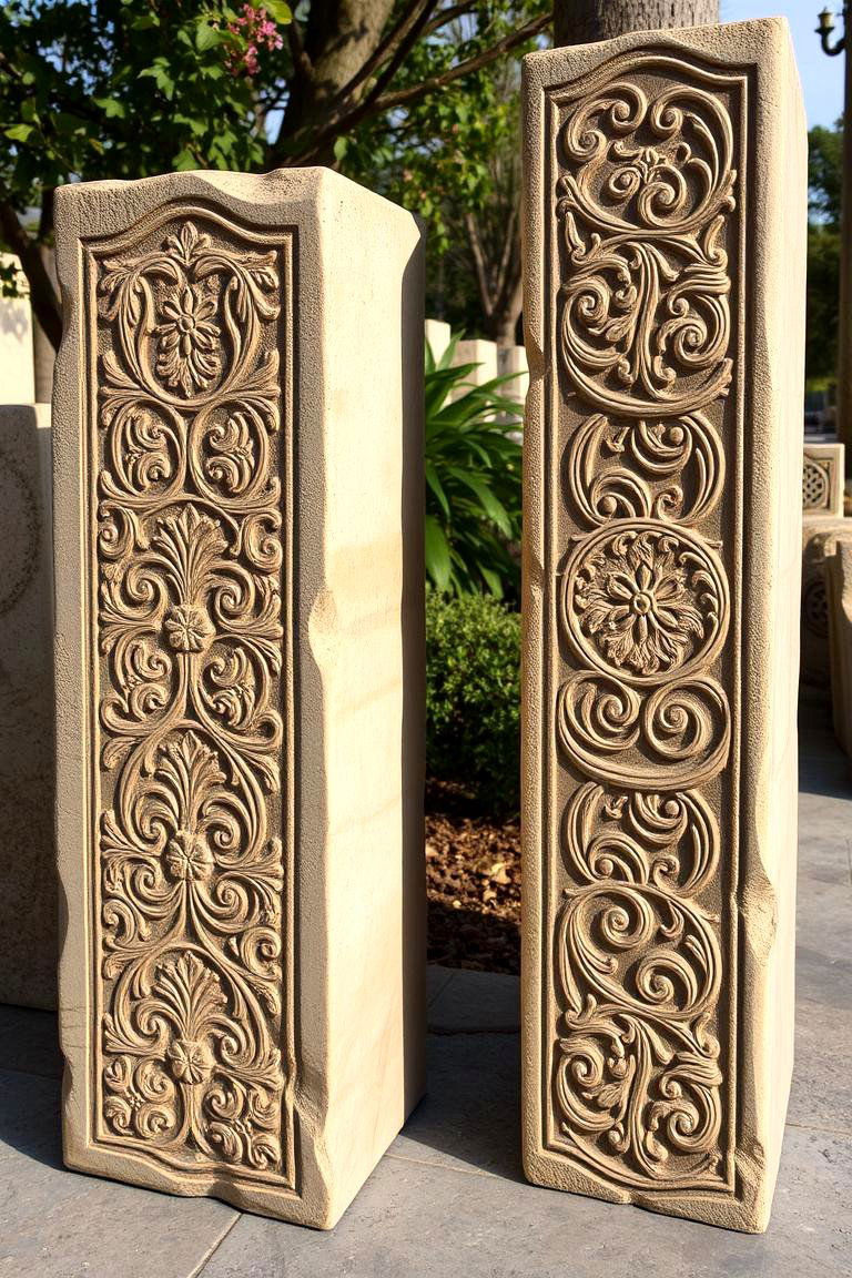 Engraved Stone Accents - 24 Stone Porch Ideas