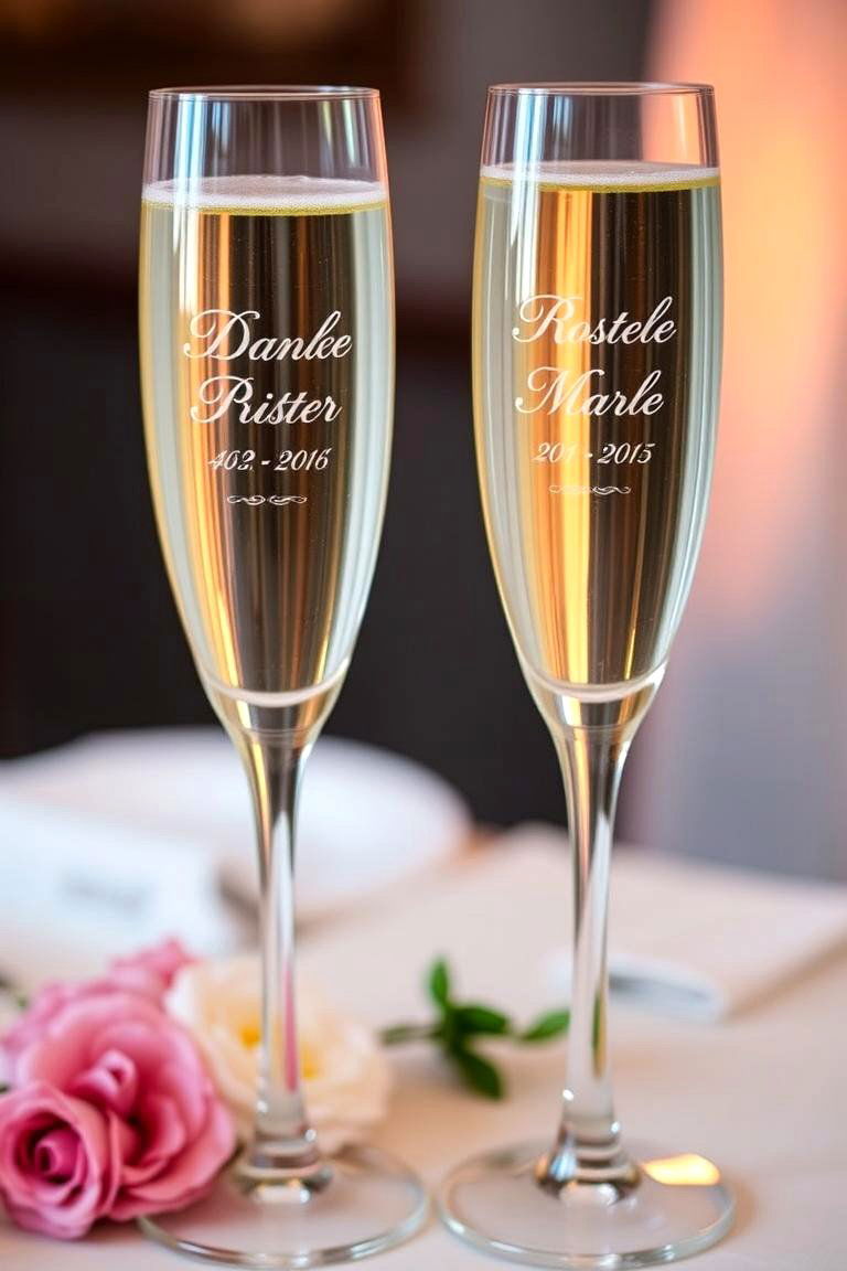 Engraved Wine Glasses or Champagne Flutes - 24 Personalized Wedding Gift Ideas
