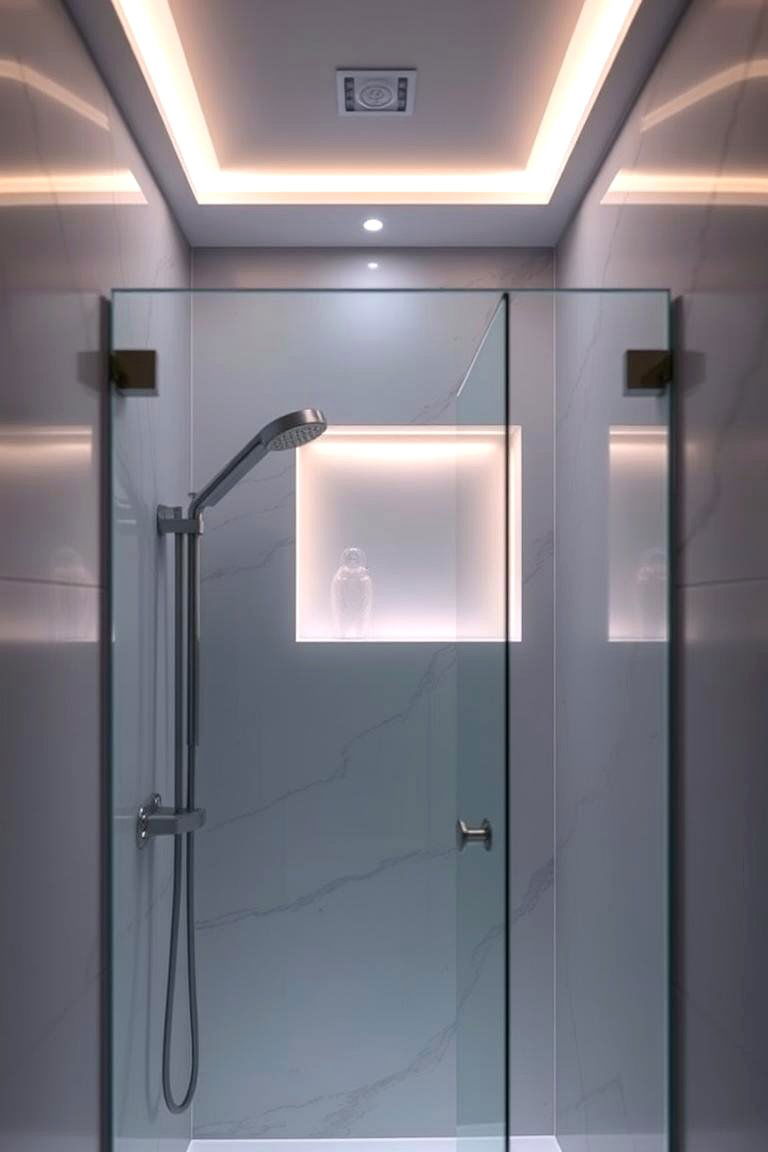 Enhance Ambiance with Integrated Lighting - 24 Small Bathroom Walk-in Shower Ideas