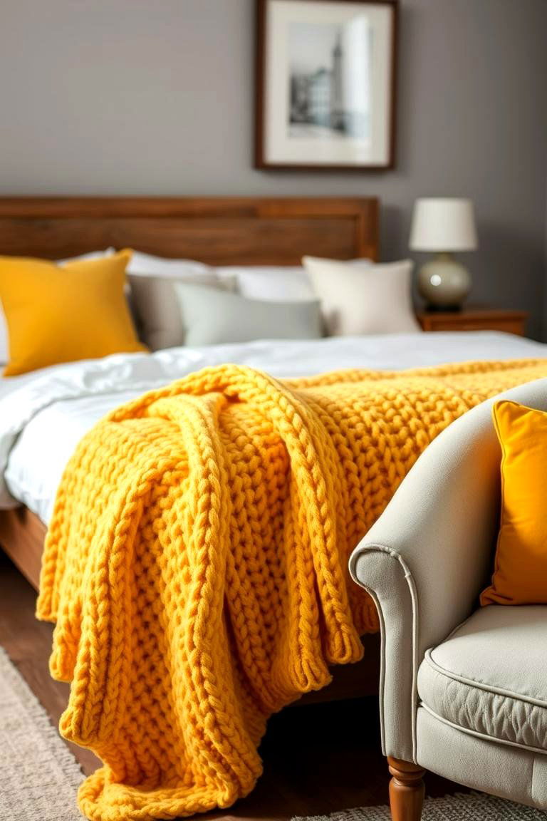 Enhance Coziness with Textured Yellow Elements - 24 Yellow Bedroom Ideas