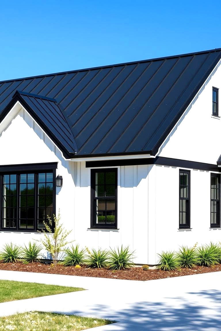 Enhanced Architectural Details - 24 single story white house black trim