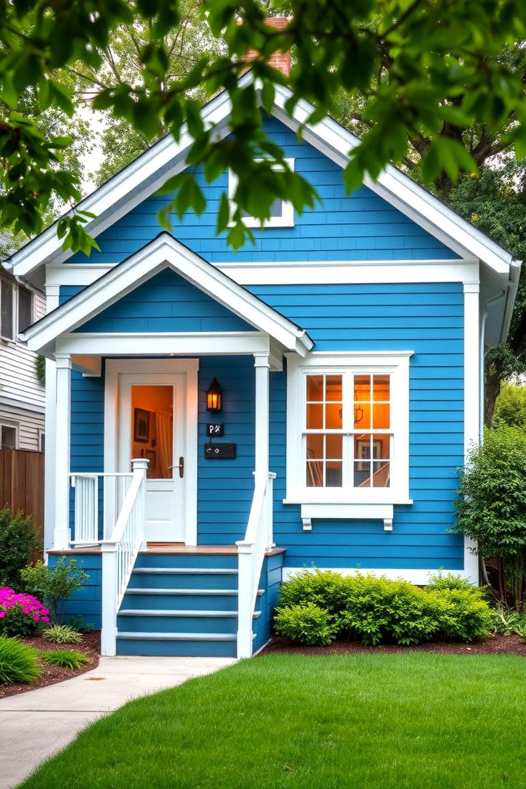 Enhanced Curb Appeal Boost - 24 Blue House Siding With White Trim