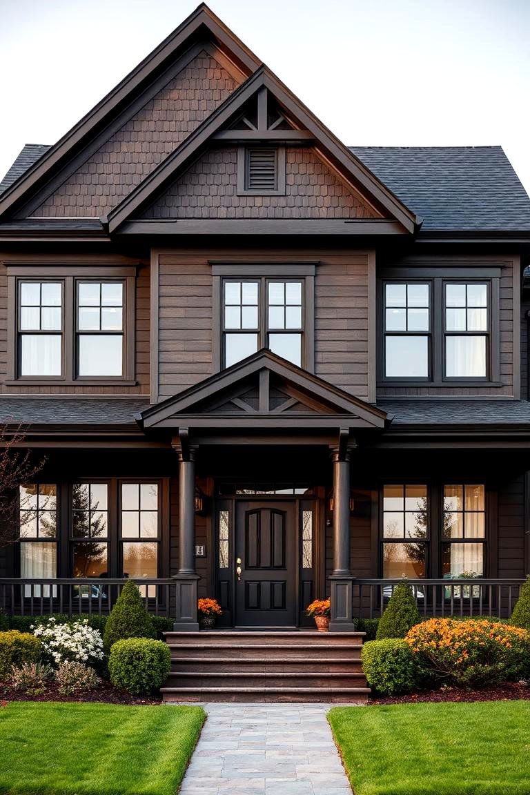 Enhanced Curb Appeal for Neighbors - 24 Dark Brown House With Black Trim