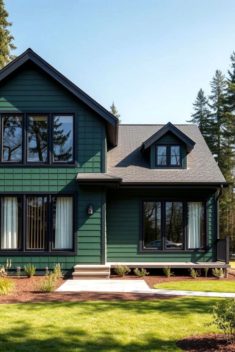 Enhanced Energy Efficiency - 24 Forest Green House With Black Trim