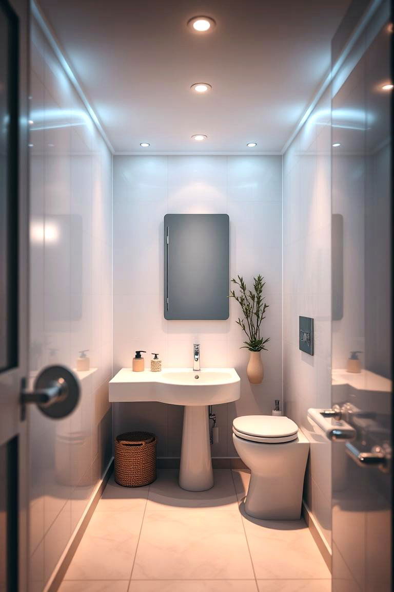 Enhanced Lighting Designs - 24 Small White Bathroom Ideas