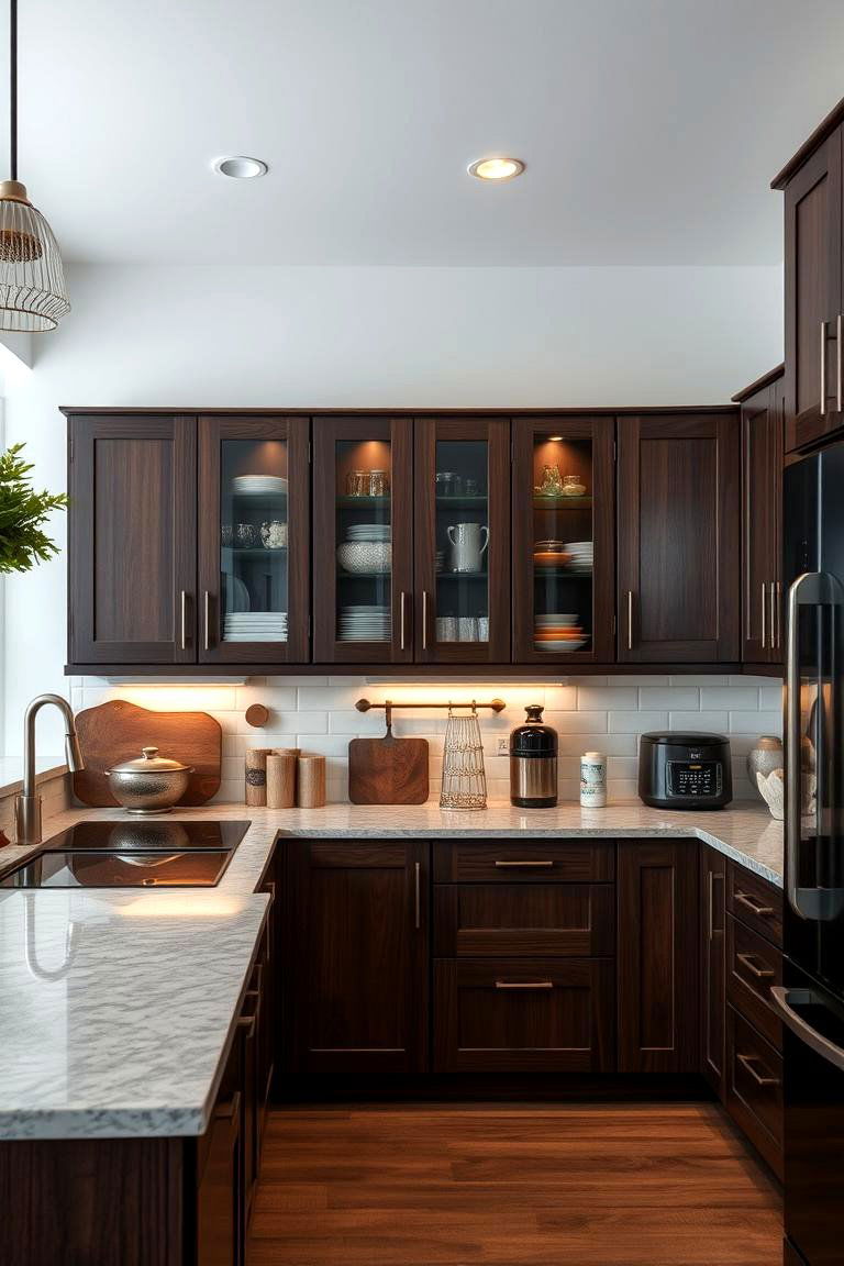 Enhanced Storage with Innovative Solutions - 24 Dark Wood Kitchen Cabinets
