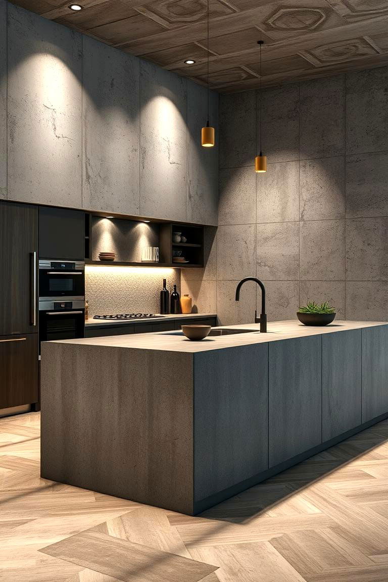 Enhanced Textured Concrete - 24 Concrete Floor Kitchen Ideas