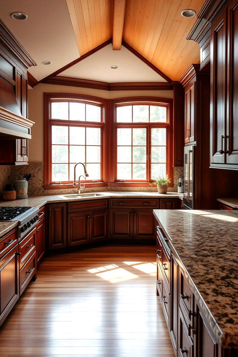 Enhances Kitchen Lighting - 24 Natural Cherry Kitchen Cabinets