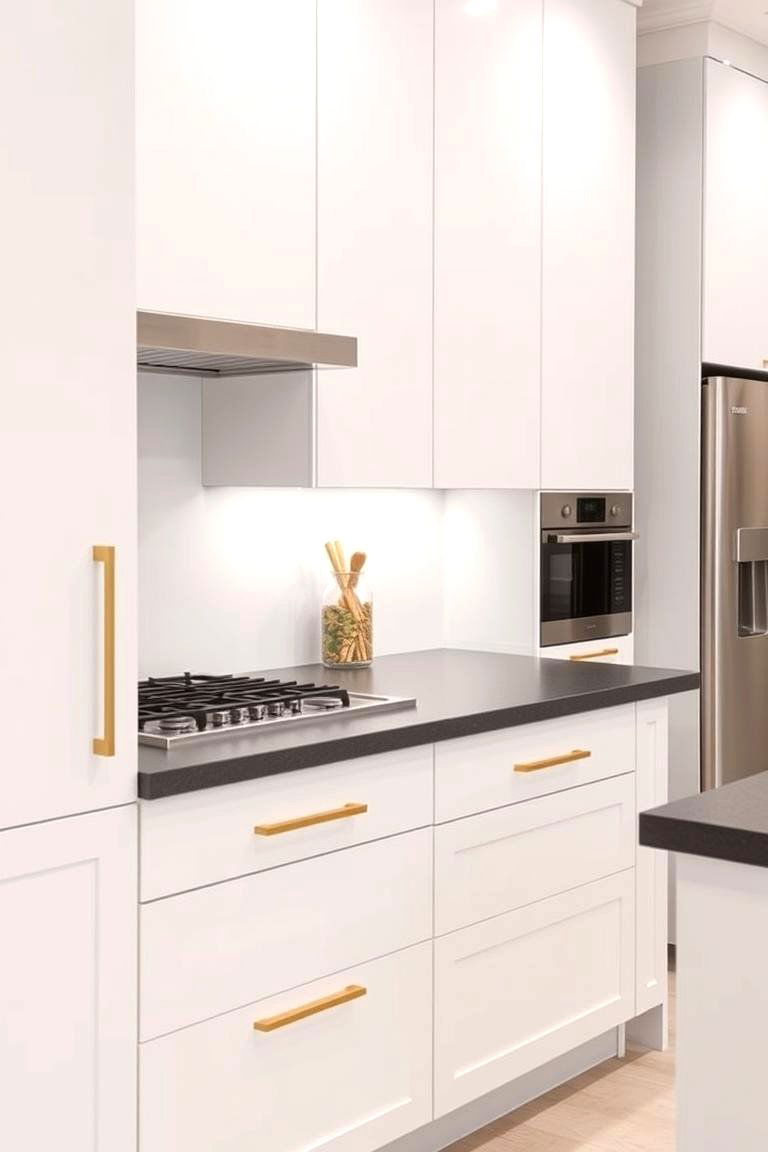 Enhancing Brightness and Space - 24 White Kitchen Cabinets With Gold Hardwar