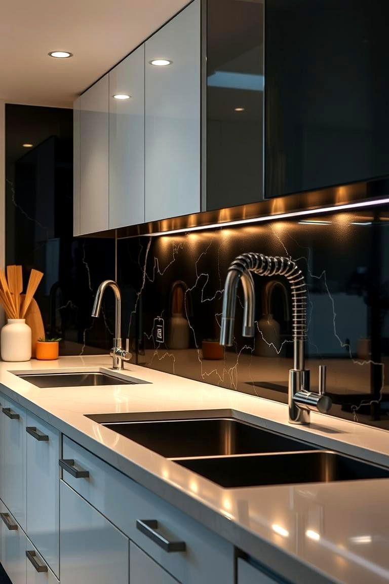 Enhancing Kitchen Lighting with Black Backsplash - 24 Kitchen With Black Backsplash