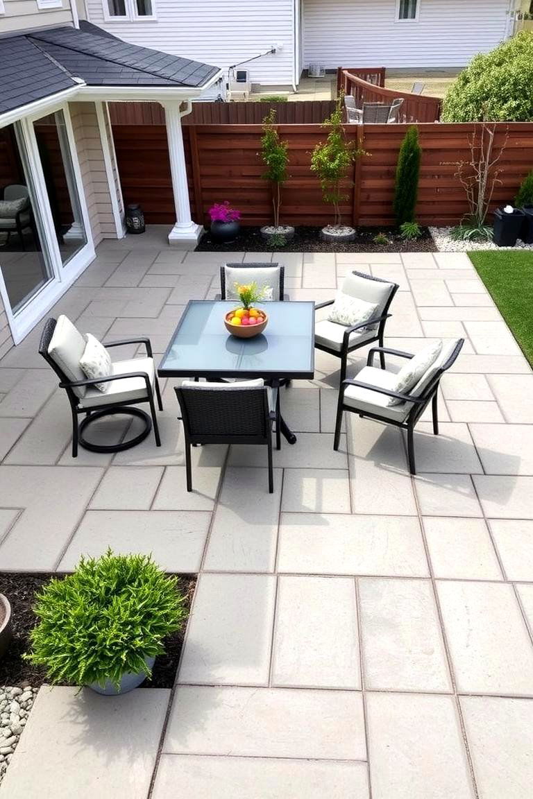 Enjoy the Cleanliness of a Paved Patio Area - 24 Low Maintenance Backyard Landscaping Ideas