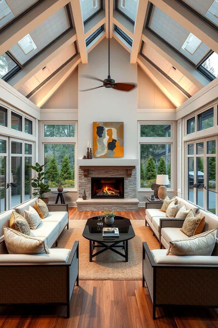 Entertainers Sunroom - 24 Sunroom With Fireplace Ideas