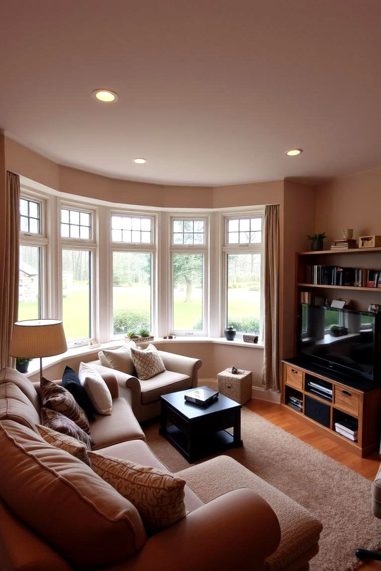 Entertainment Corner with a TV - 24 Bay Window Ideas