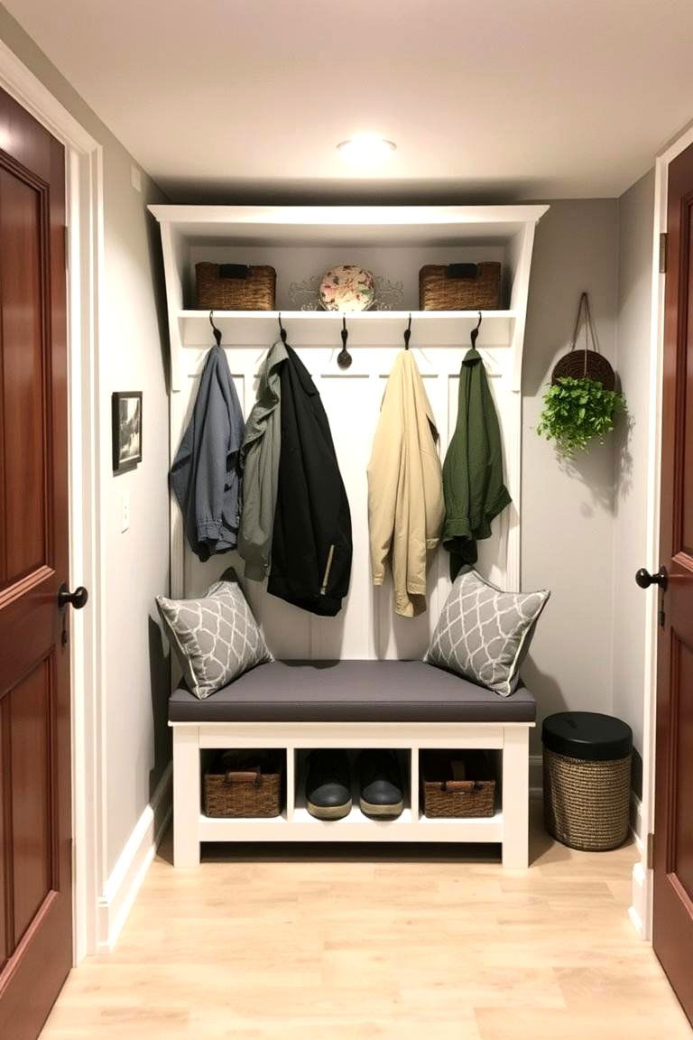 Entryway Bench with Coat Hooks - 24 Basement Furniture Ideas