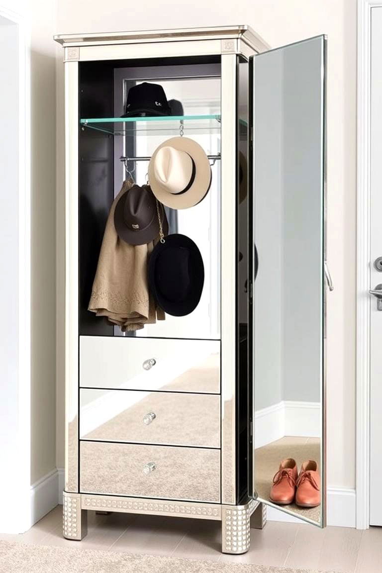 Entryway Cabinet with Mirror - 24 Entryway Storage Ideas