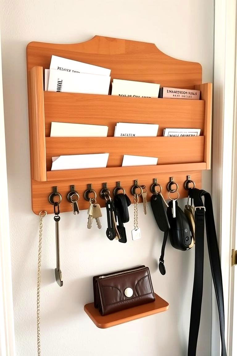 Entryway Organizer with Mail Slots and Key Hooks - 24 Mudroom Storage Ideas
