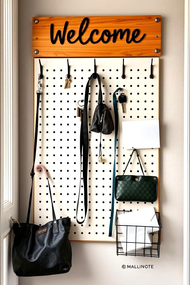 Entryway Organizer - 24 Pegboard Ideas