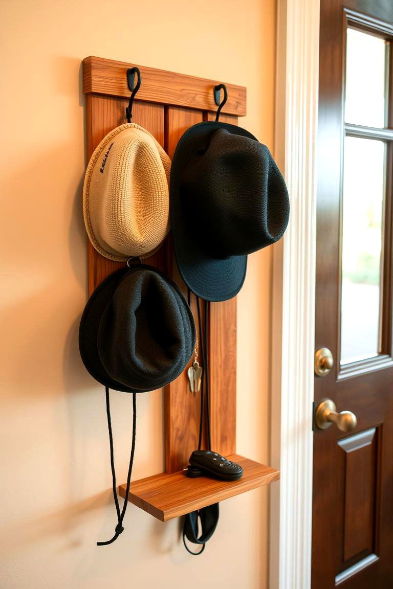 Entryway Organizers with Hooks - 24 Hat Storage Ideas