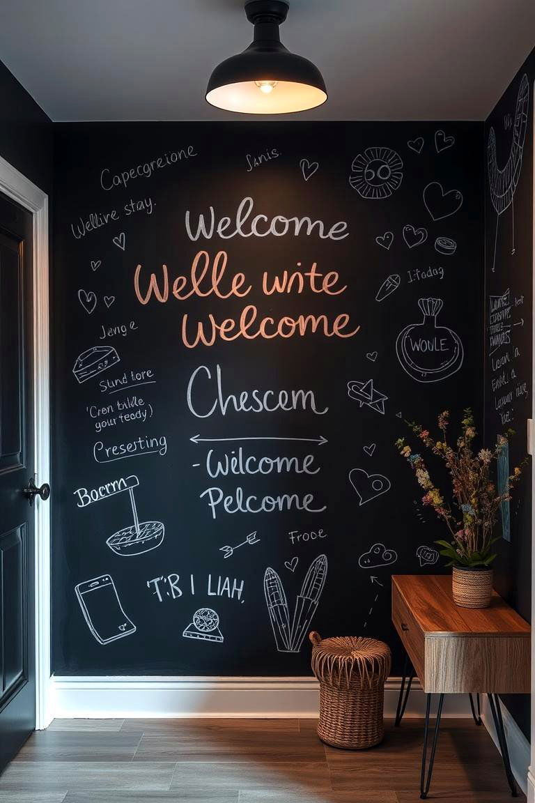 Entryway Welcome Chalkboard - 24 Chalkboard Wall Ideas